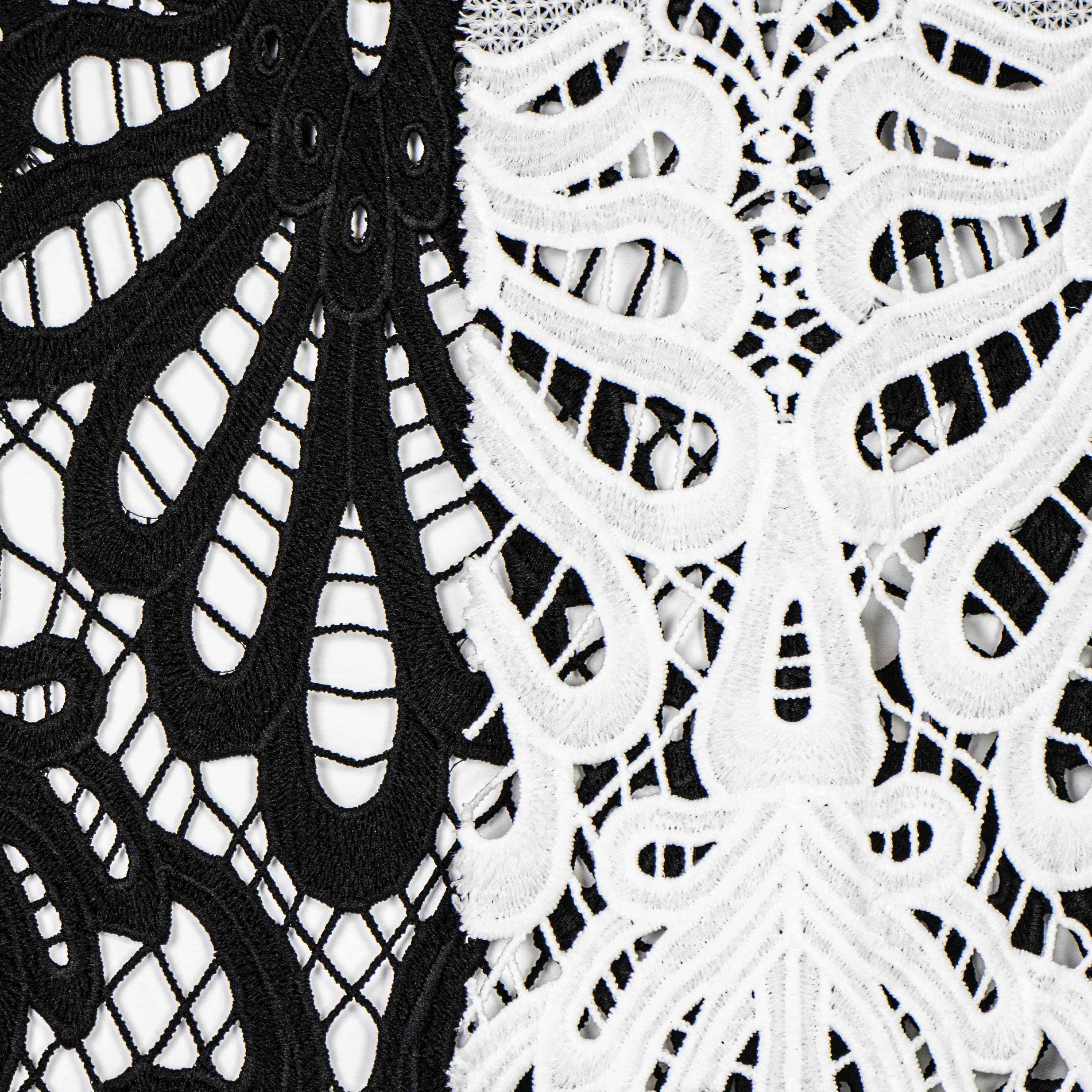 Black And White Guipure %100 Polyester Embroidery Lace Special Fabric  High Quality Cheap Product Wholesale