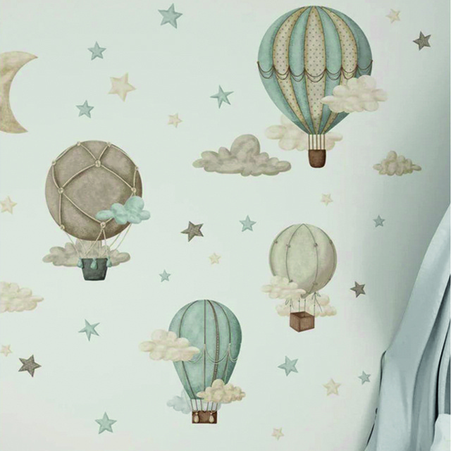 Retro Balloons Clouds Nursery Wall Decal Baby Room Playroom Wall Decoration Customization Wall Decal for Kids Room