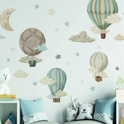 Retro Balloons Clouds Nursery Wall Decal Baby Room Playroom Wall Decoration Customization Wall Decal for Kids Room