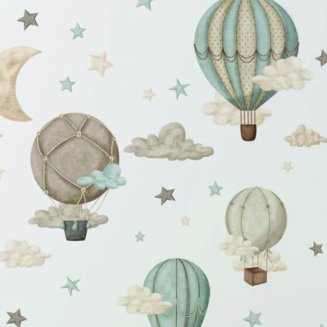 Retro Balloons Clouds Nursery Wall Decal Baby Room Playroom Wall Decoration Customization Wall Decal for Kids Room