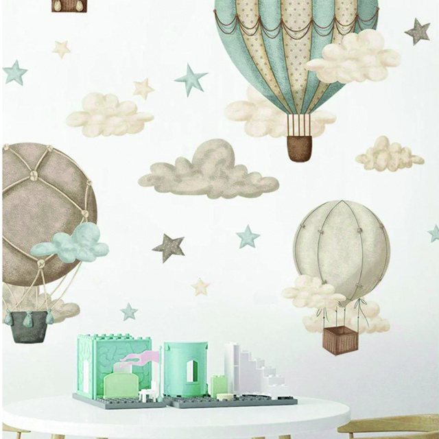 Retro Balloons Clouds Nursery Wall Decal Baby Room Playroom Wall Decoration Customization Wall Decal for Kids Room