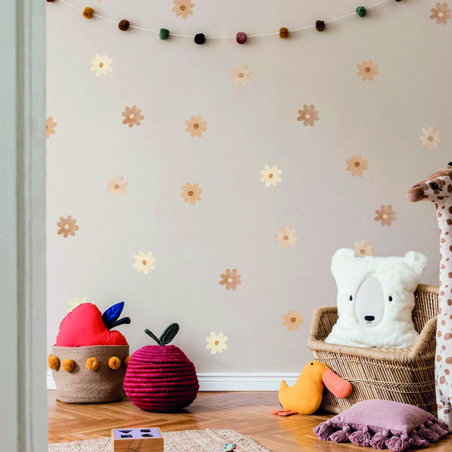 Boho Daisy Nursery Baby Room Playroom Decorative Wall Sticker Set Customization Wall Decal for Kids Room