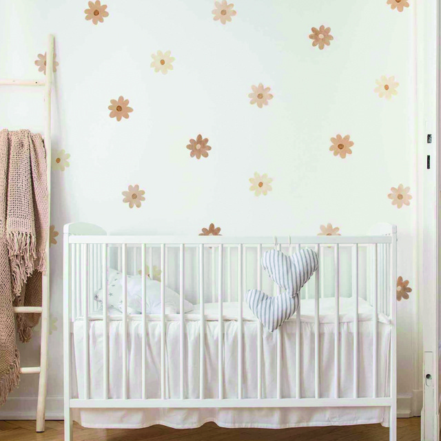 Boho Daisy Nursery Baby Room Playroom Decorative Wall Sticker Set Customization Wall Decal for Kids Room