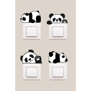 Customized Cute Panda 4 Pack Decorative Socket Sticker for Kids Children Room