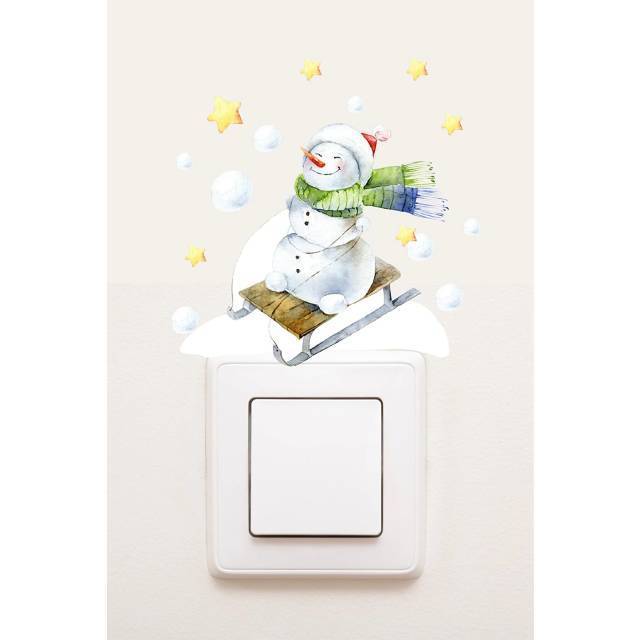 Socket Snowman on Sled Winter Themed Decorative Socket Sticker Snow Theme Decorative Sticker Indoor Stickers Customized