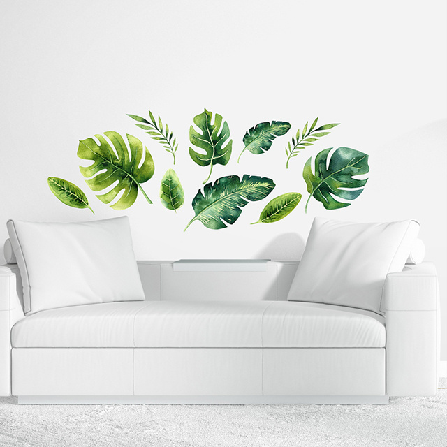 Tropical Leaves Live Room Wall Sticker Set  Glass Wall Door Decorative Sticker Home Decoration Sticker Set Wall decal