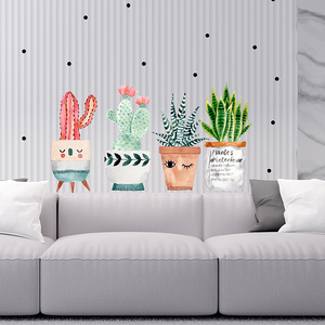 Cacti in Pots Live Room Wall Sticker Set Cactus Glass Wall Door Decorative Sticker Home Decoration Sticker Set Wall decal