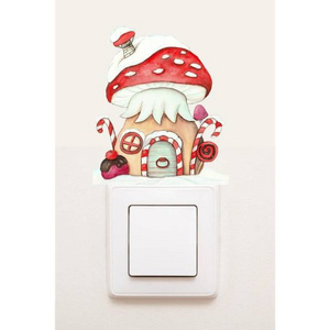 Customized Mushroom House New Year Decorative Socket Sticker for Kids Children Room