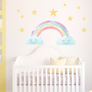 Rainbow and Stars Wall Sticker Set Decorative Sticker Children Room Sticker Nursery Wall Decor Playroom Decorations