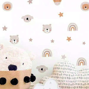 Baby Room Boho Mini Animals and Rainbow Playroom Decorative Wall Sticker Set Customization Wall Decal for Kids Room