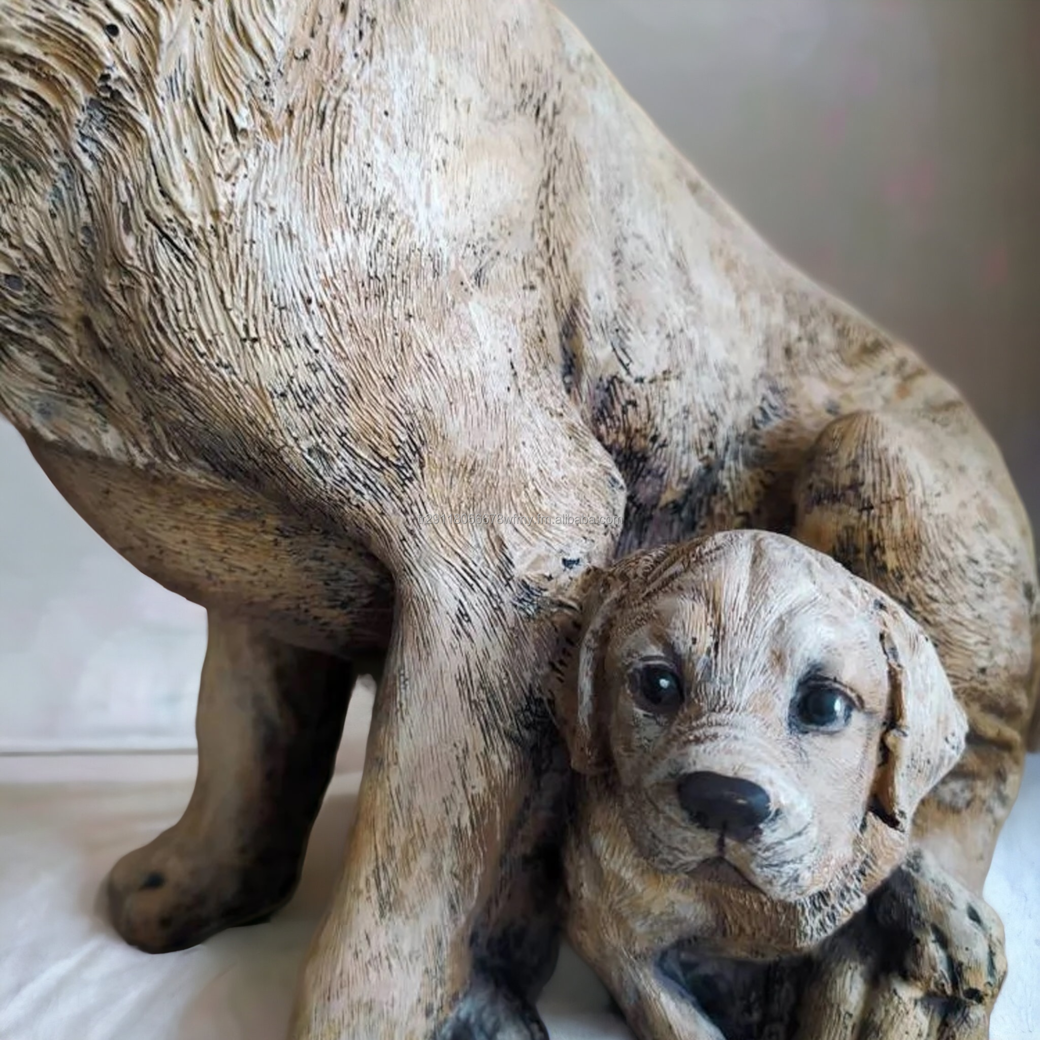 Dog Statue with Puppy Resin Sculpture Indoor outdoor Decoration Golden Retriever Cute Dog Animal Sculpture