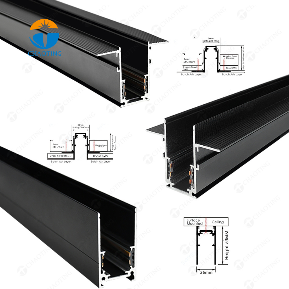 Magnetic LED Track Light Accessories 1M 1.5M 2M Straight Connector Track Light Rail System Magnet Track Lighting 48V