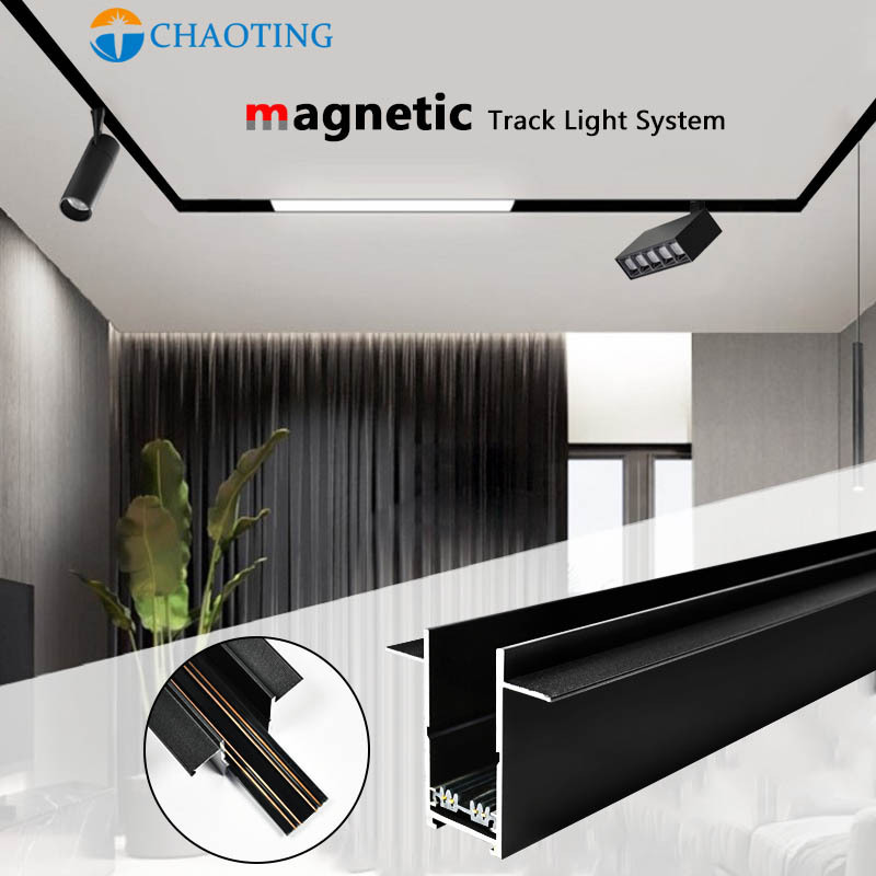 New Design Magnetic Track Light 220V Surface Recessed Pendant LED Spot Light Magnetic Track Rail Magnetic Track Lighting System