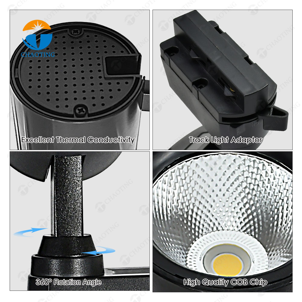 Wholesale Commercial 24W 32W 40W Cob Recessed Surface Mounted Adjustable Sand Black Sand White Spot Light Systemled Track Lights