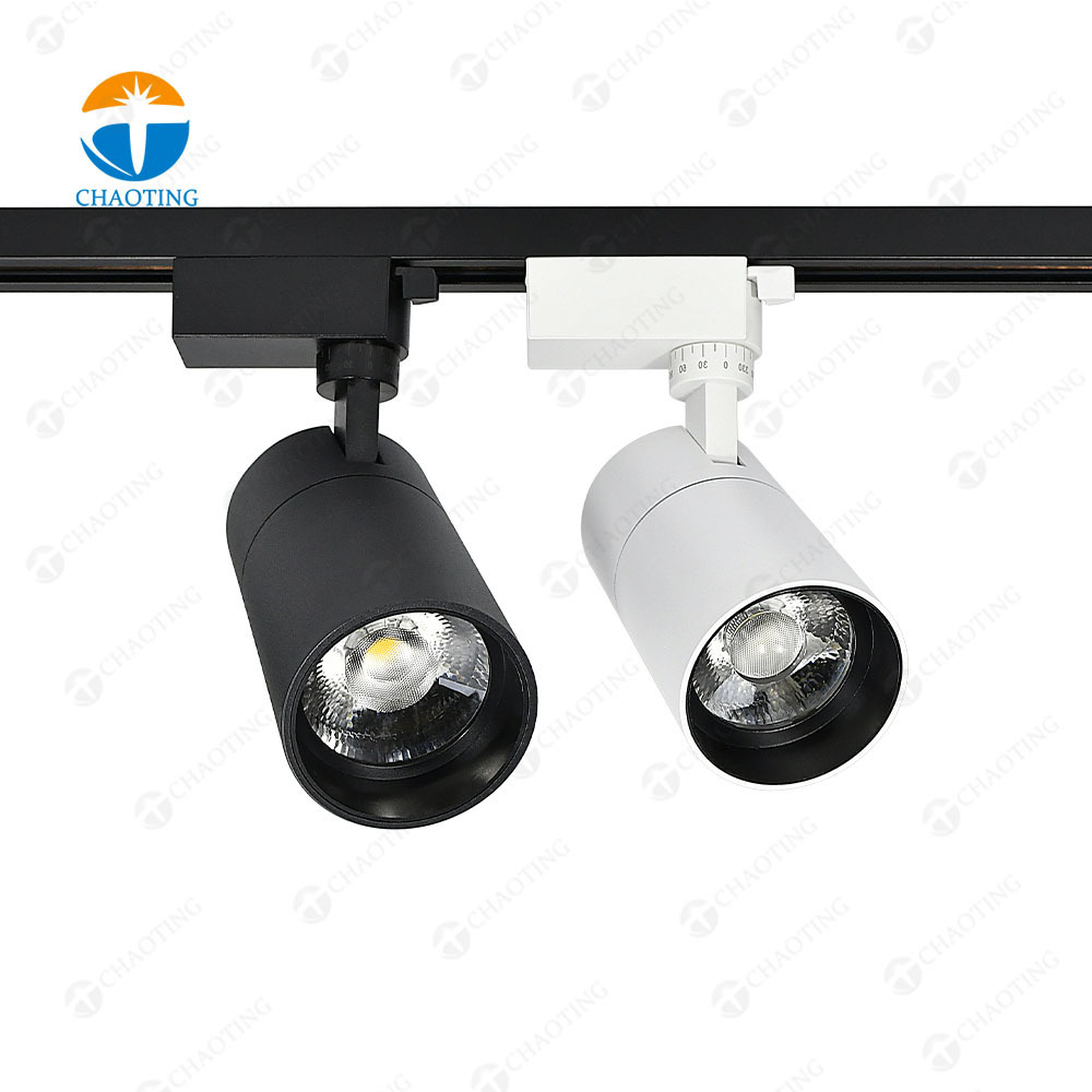 Modern Commercial Adjustable SpotLight Recessed Surface Mounted Led Rail Lighting System Black 20W 30W 40W Cob Track Spot Lights