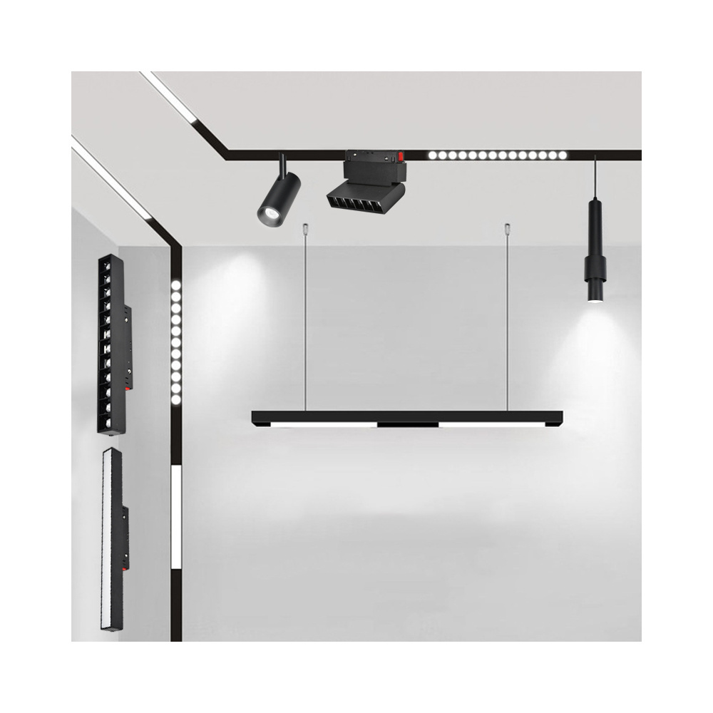 20W 30W Adjustable Track Light 220V 48V Linear Spotlight Magnetic Track Light System Black White Surface Recessed Magnet Track