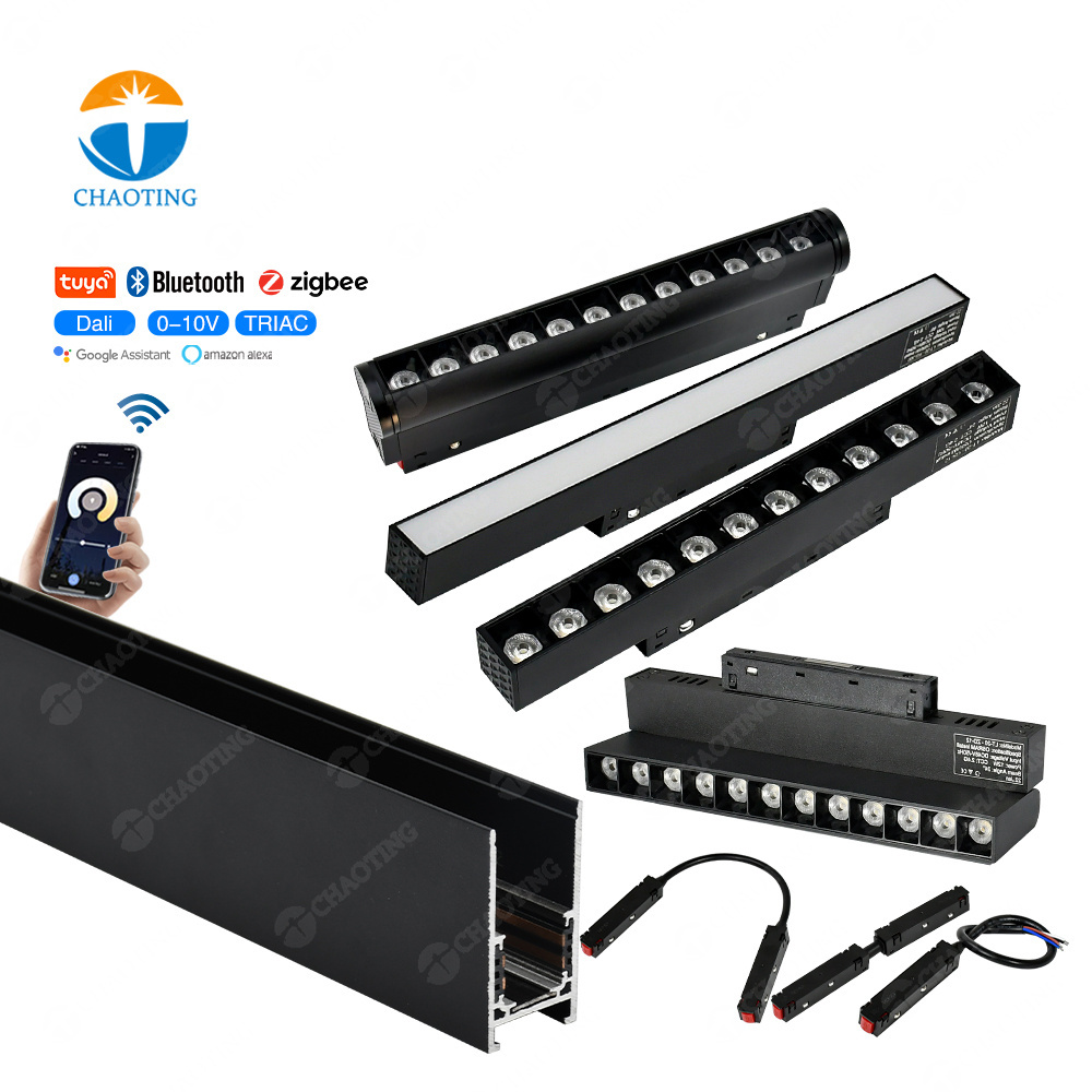 20W 30W Adjustable Track Light 220V 48V Linear Spotlight Magnetic Track Light System Black White Surface Recessed Magnet Track