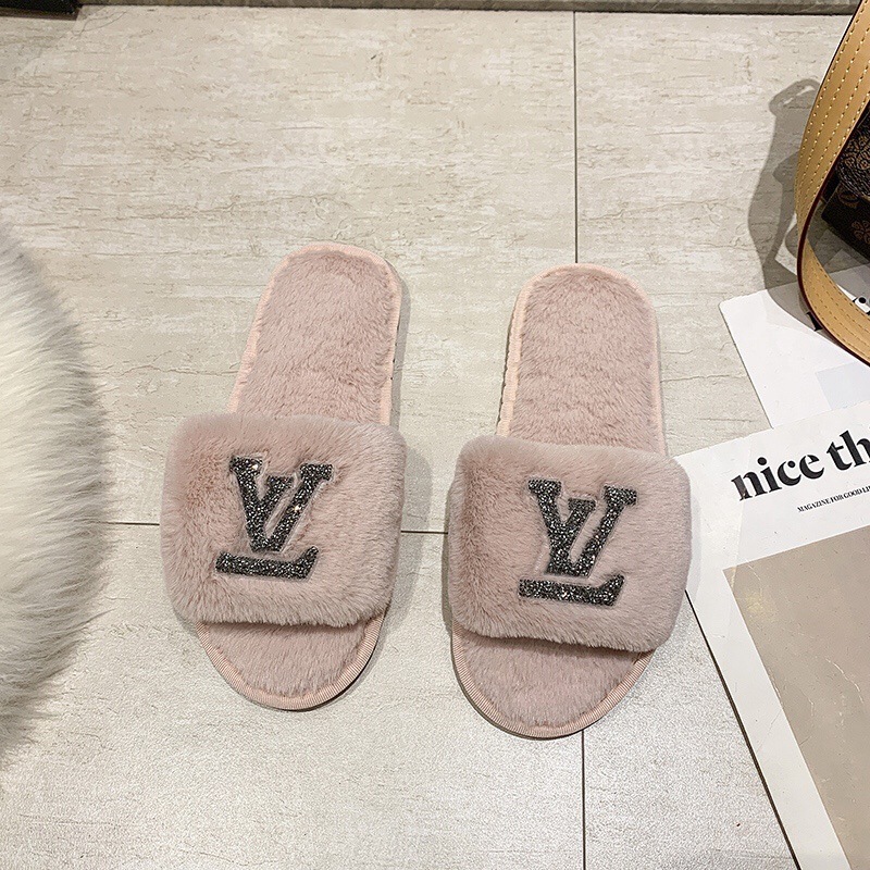 Designer Home Shoes Women House Slippers Warm Faux Flip-Flops Winter Indoor Warm Cotton Slippers