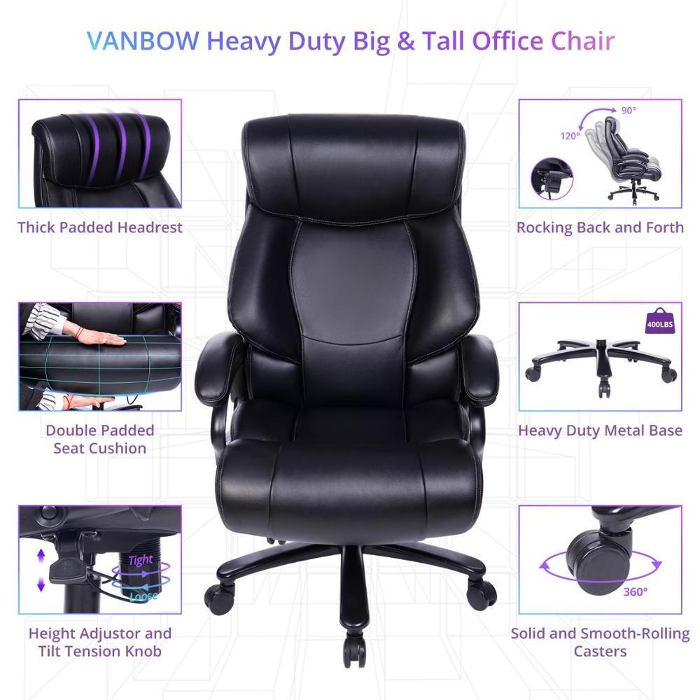 VANBOW heavy duty 9051 big and tall easy recline and height control black/brown ergonomic big heavy weight office chair