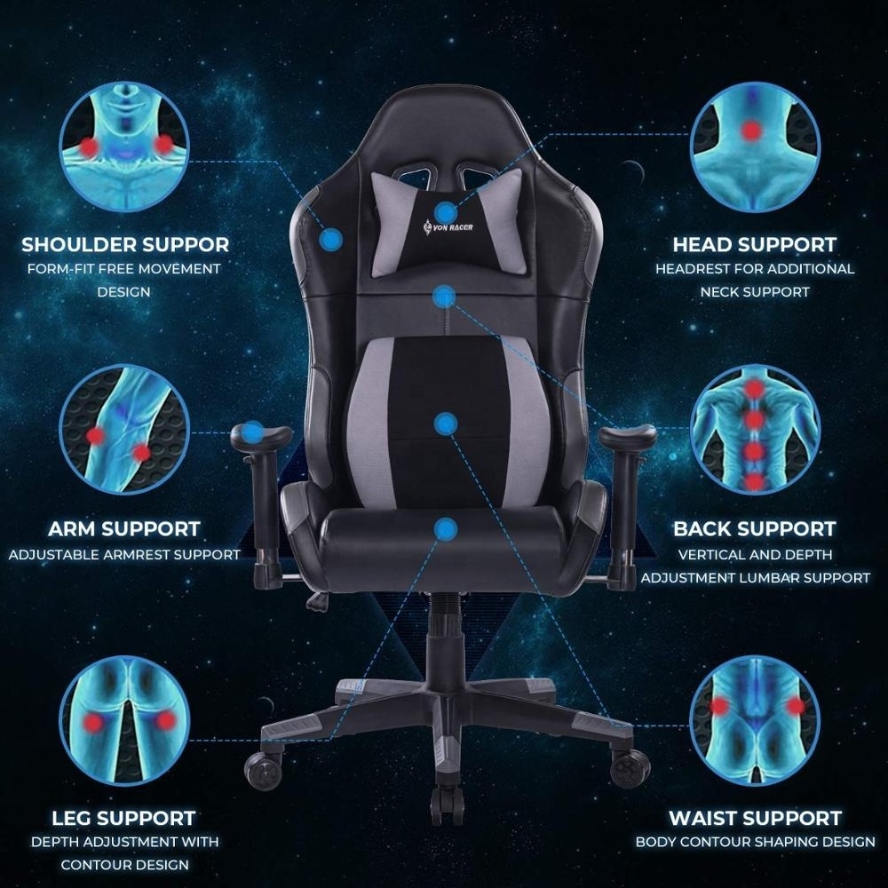 VANBOW Multifunctional Ergonomic Office Computer Desk Gaming Chair with Soft Memory Foam Seat Cushion