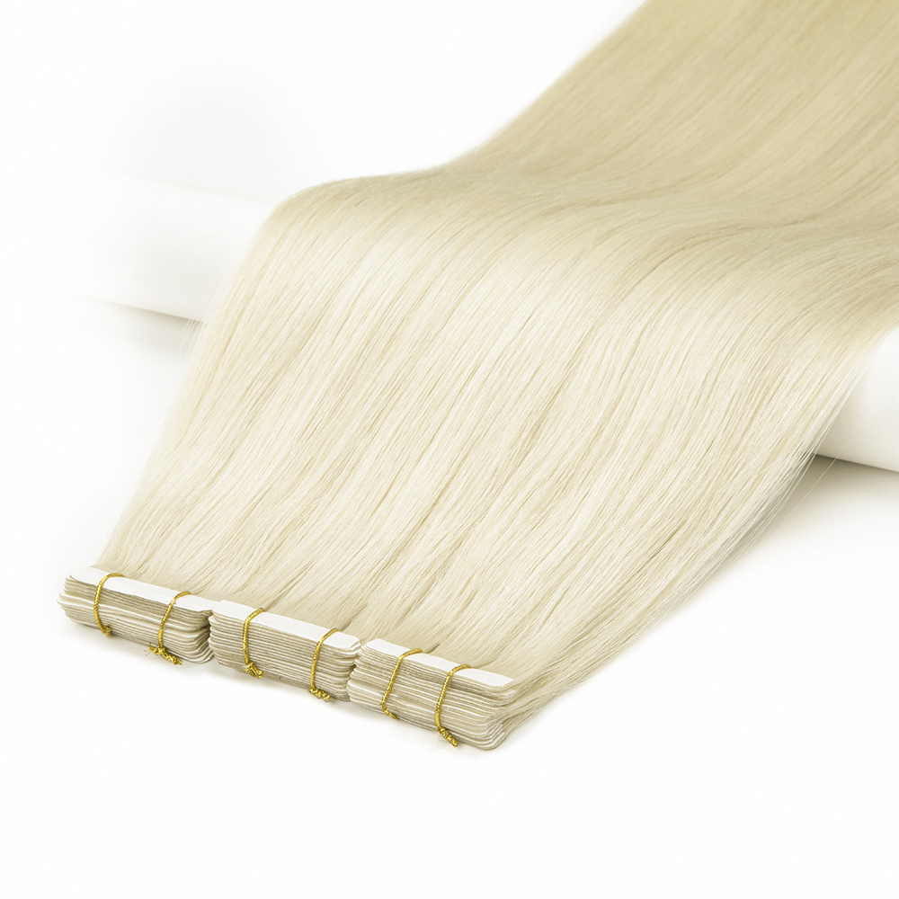 European 100 natural human hair extensions raw tape in hair extensions hole invisible physical pu tape in hair extensions