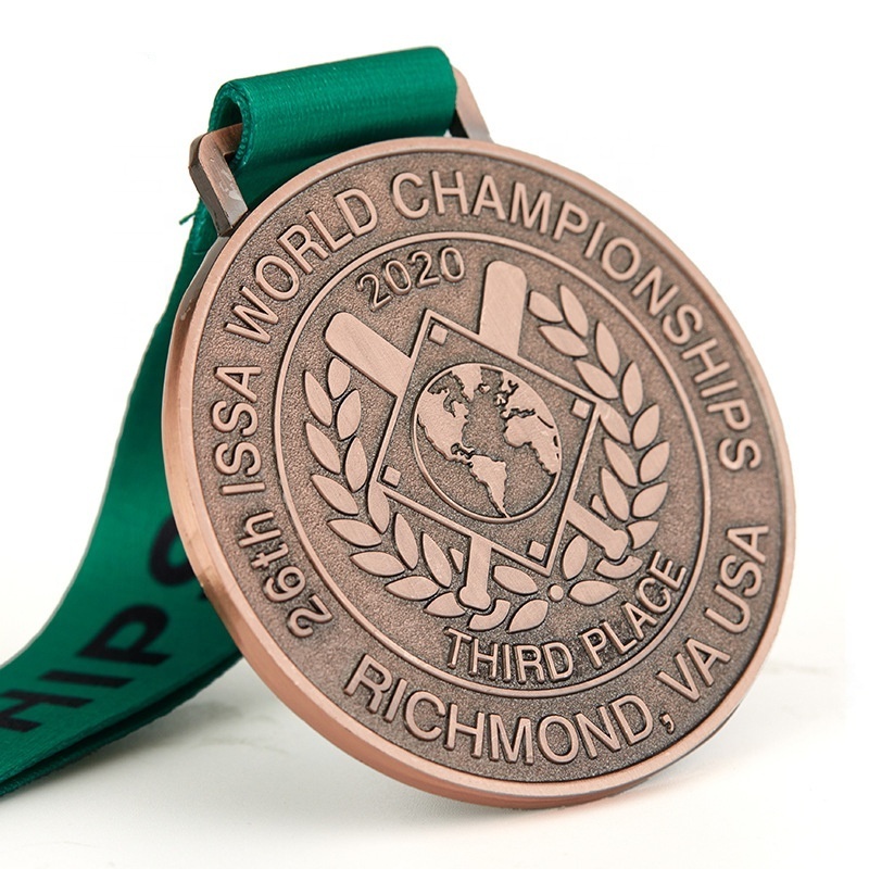 custom souvenir medallions copper metal sublimation ribbon custom sport award medal for marathon running medal