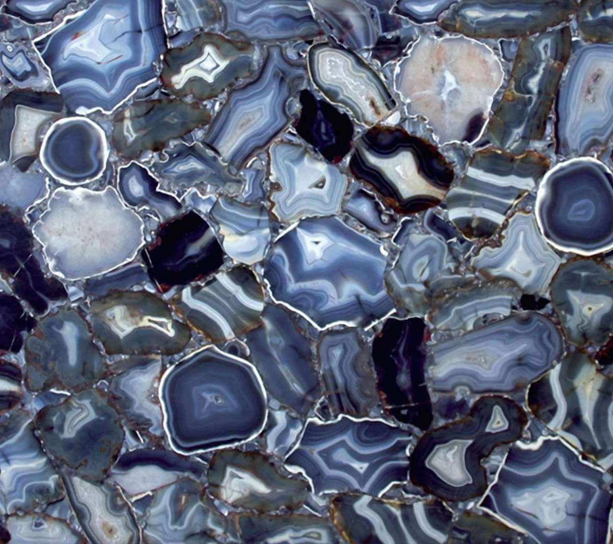 Backlit Blue Agate Semi Precious Gemstone Kitchen Vanity Counter Top