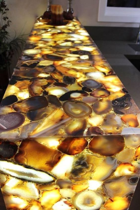 Agate Natural Gemstone Counter Top / Backlight Agate Kitchen Counter Top