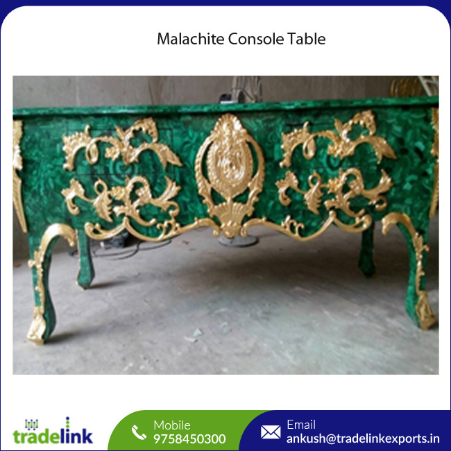 Durable Long Life Designer Stylish Decorative Malachite Console Table Modern Luxury Living Room Decorative Furniture