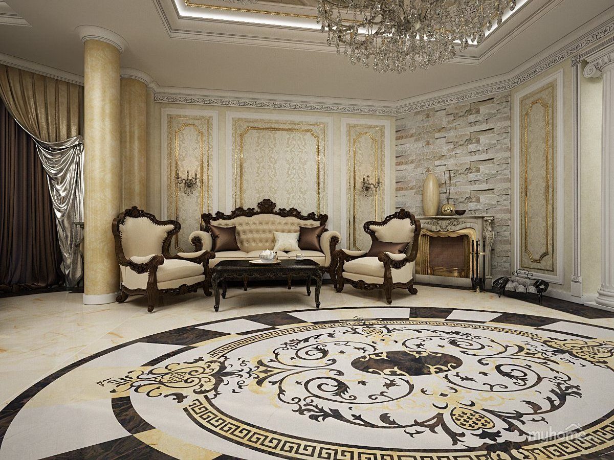 Marble Natural Gemstone Inlaid Flooring Pattern Antique Design Flooring For Interior