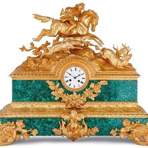 Antique Collectible Malachite Table Ware Clock