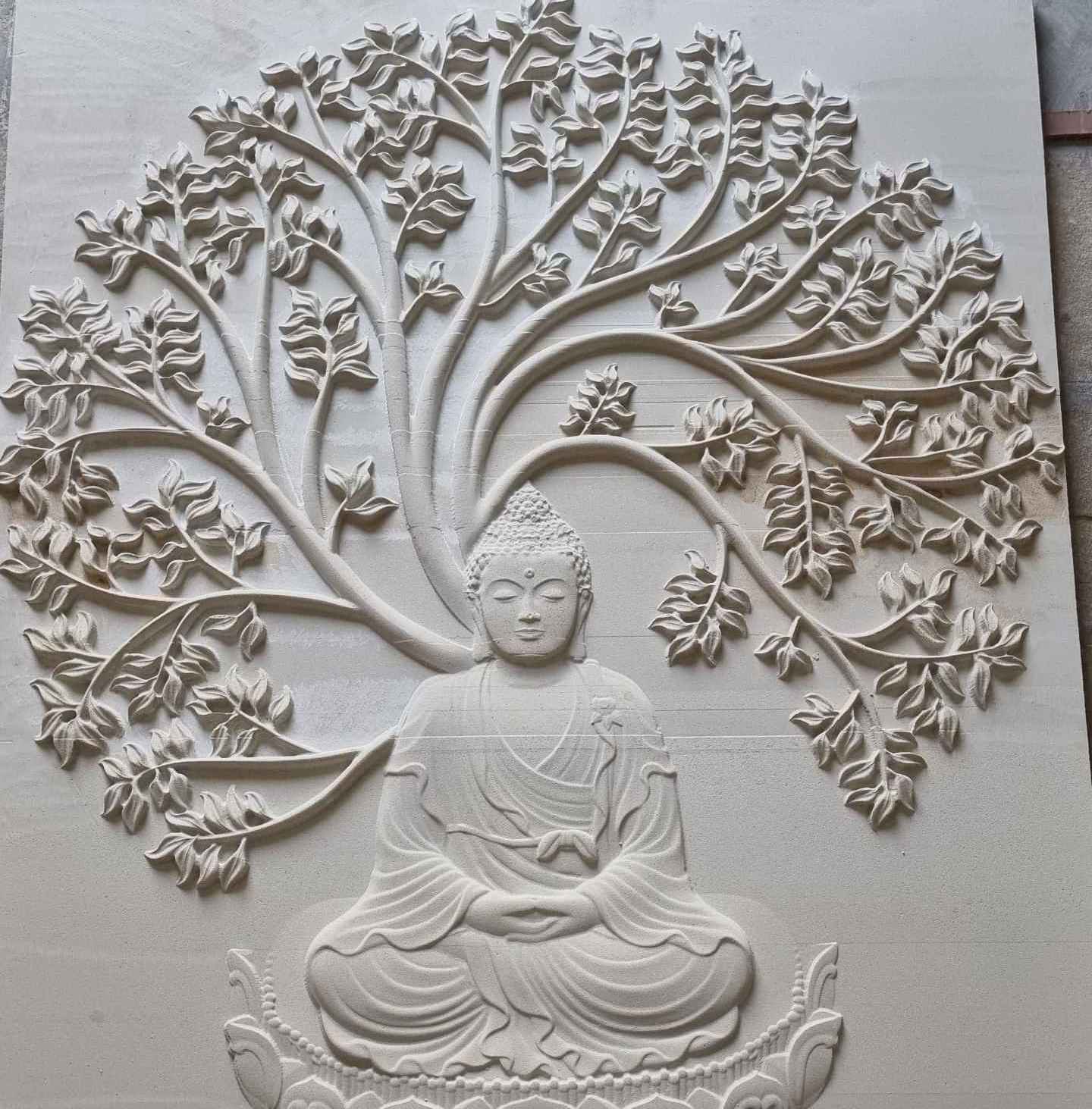 Carved marble wall panel