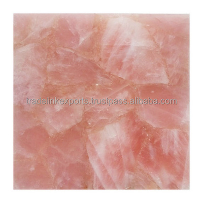 Pink Quartz Semi Precious Gemstone Tiles High Quality Pink Quartz Tiles