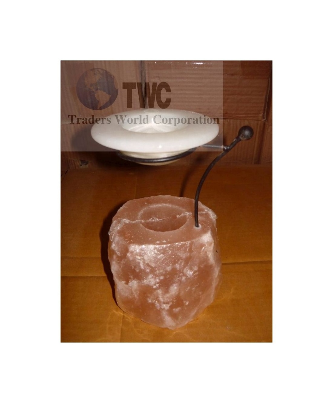 Wholesale 100% Pure Himalayan Salt Aroma Tea Light or Candle Holder with Onyx Stone