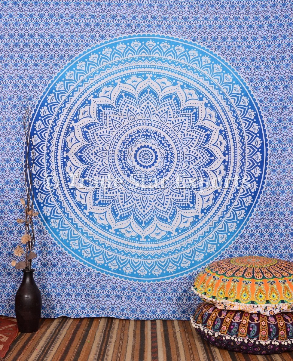 Ombre Tapestry Wall Hanging Bohemian Wall Decor 100% Cotton Bedspread Home Decorative Wall Art Mandala Beach Throw