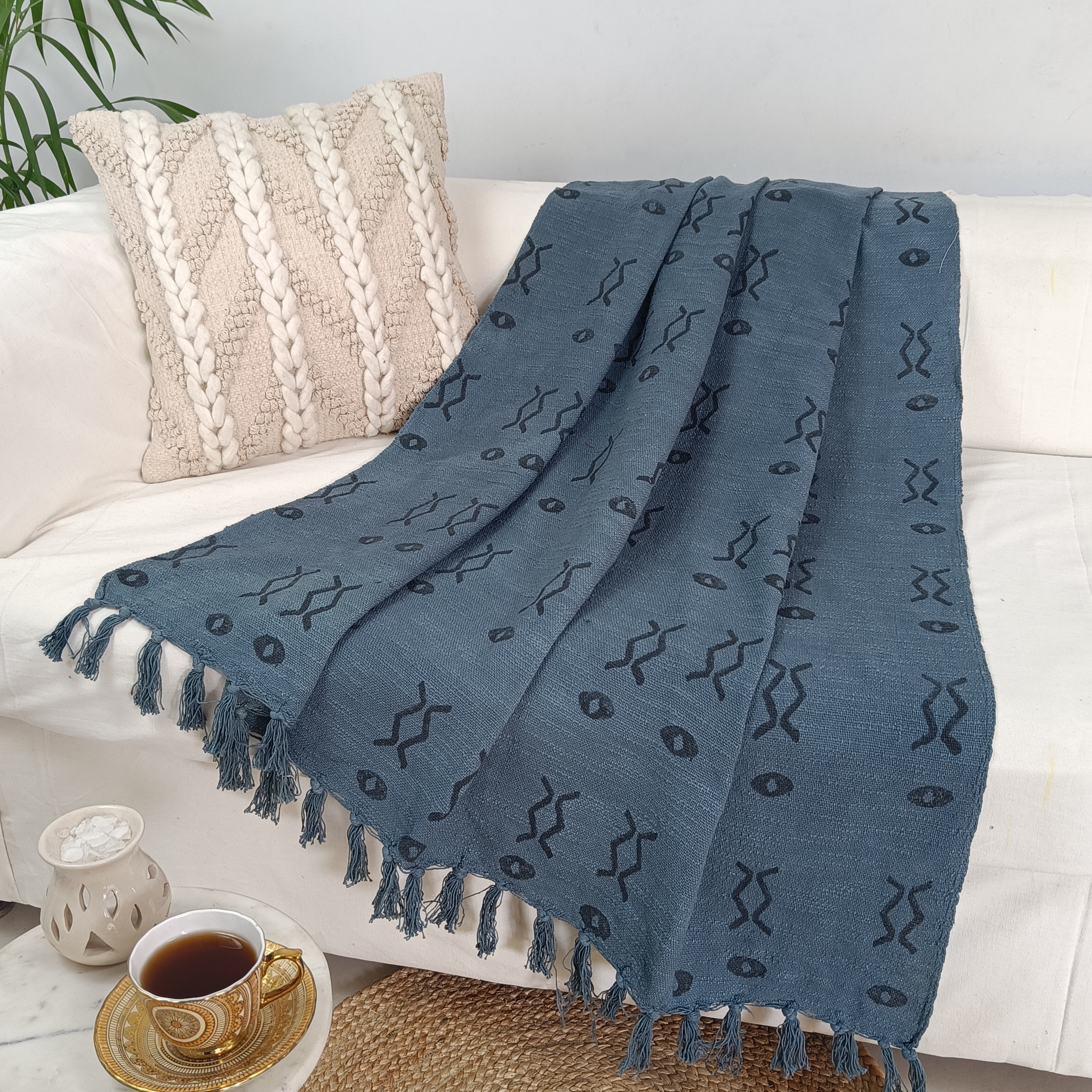 Wholesale Mudcloth Throw Blanket Indian Handloom Sofa Throws Hand Block Print Bedding Runner 100% Cotton Wrap Blanket