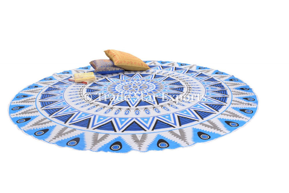 Indian Psychedelic Tapestry Decorative Mandala Roundie Hippie Beach Throw Boho Yoga Mat 72