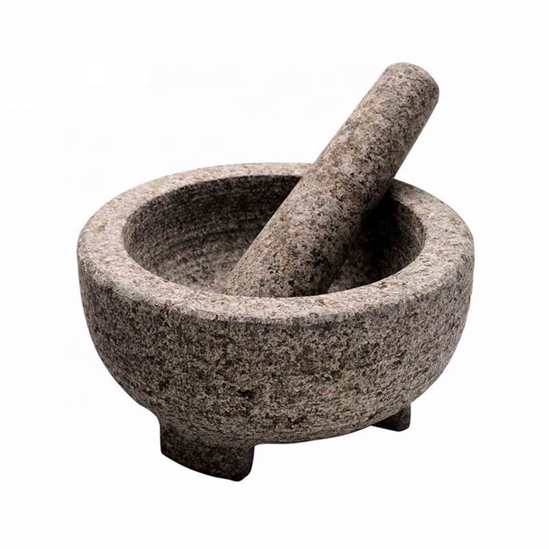 Hot Sale Rough Matt Surface Mini Granite Mexican Molcajete Natural Mortar And Pestle For Grinding Guacamole Spice In Kitchen