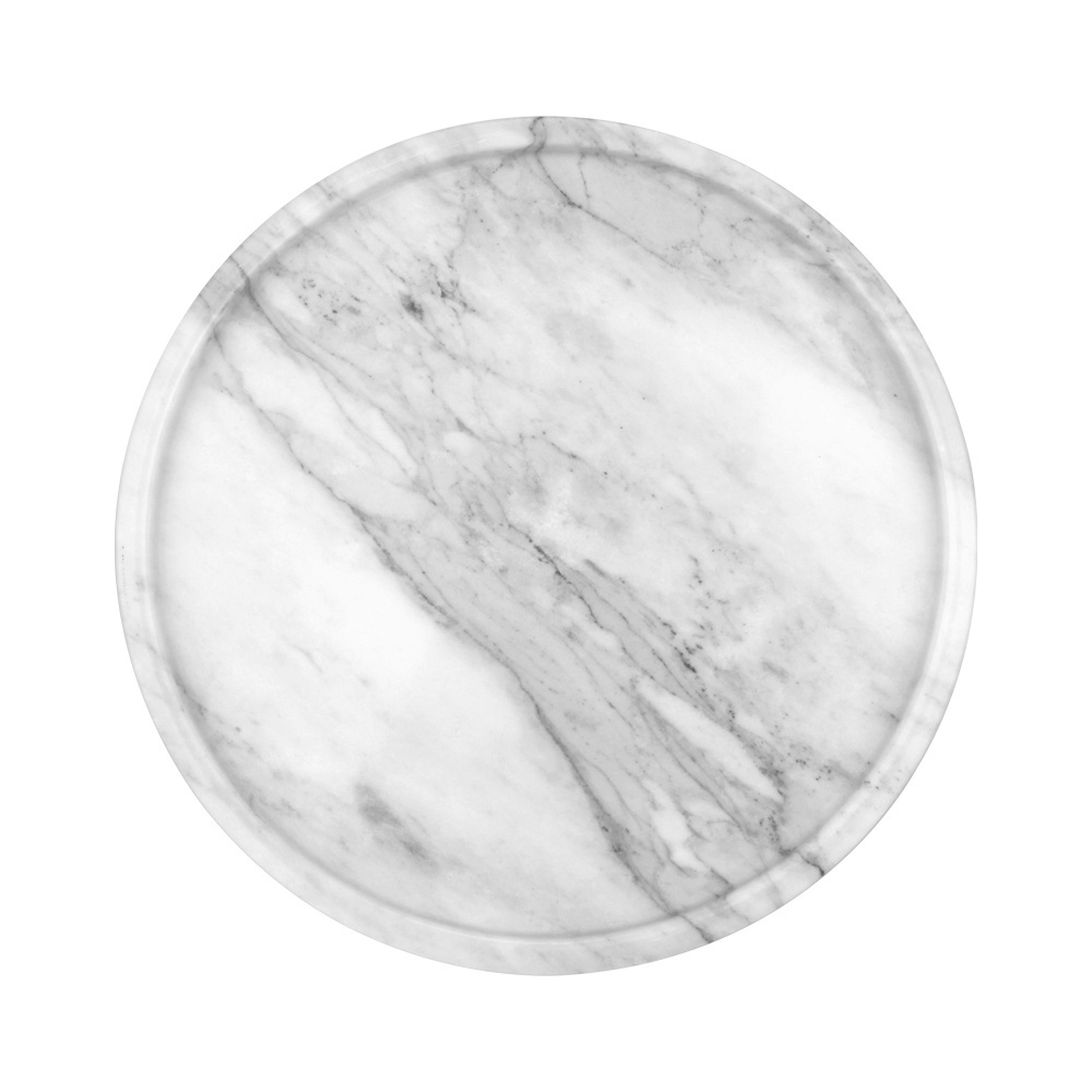 Home and Office Storage Decoration White Grey Round Storage Tray Marble table Tray