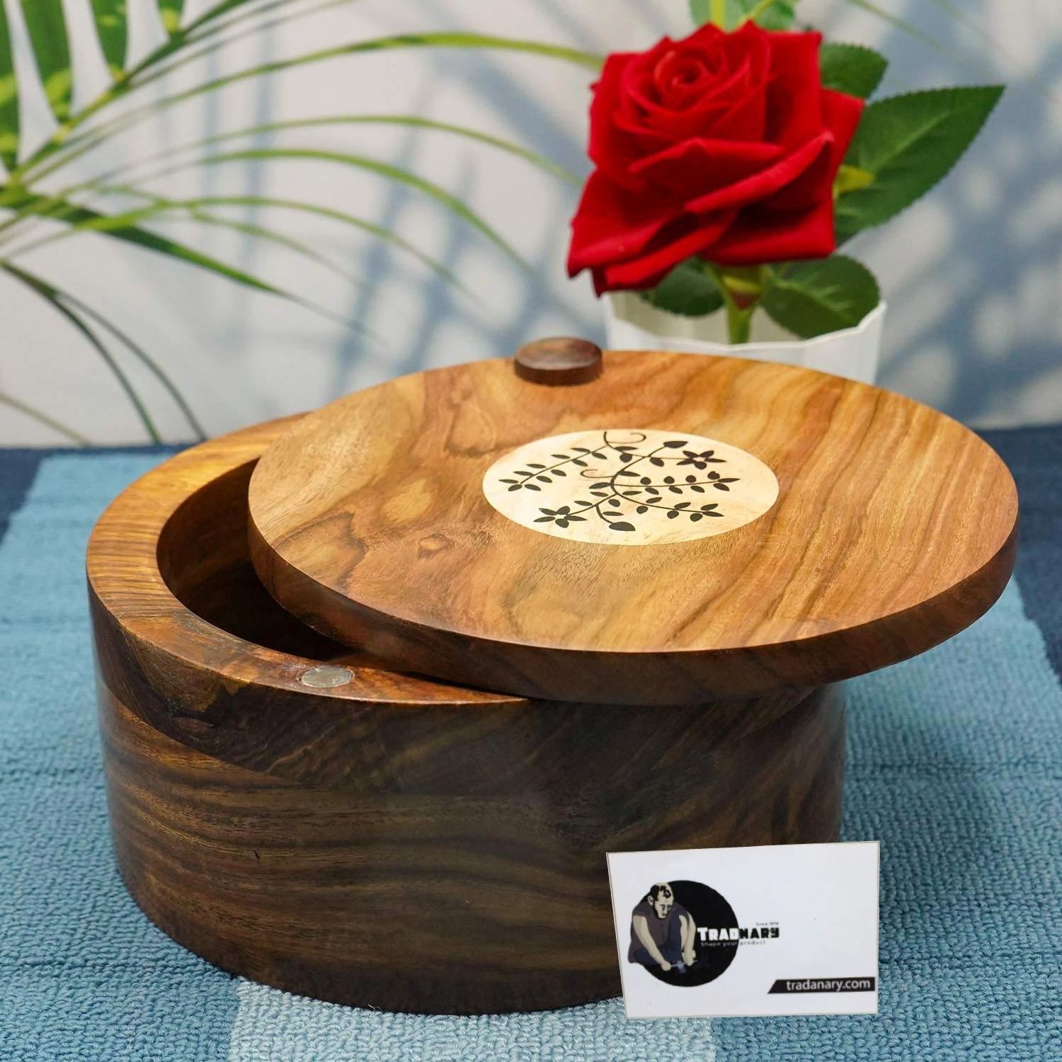 Tradnary Wooden Chapati Box Wooden Server Hot Pot Roti Storage Basket Container for Kitchen sustainable Pot