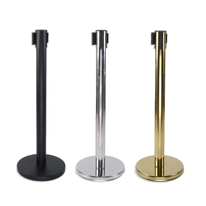 Polished Stainless Steel crowd control stanchion with 2m retractable belt Barrier for sale