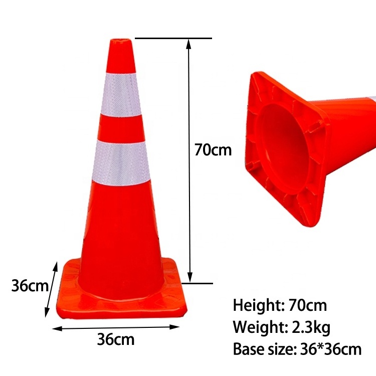 Top Sale 70 cm Flexible Reflective Soft PVC Orange Safety Traffic Road Cones