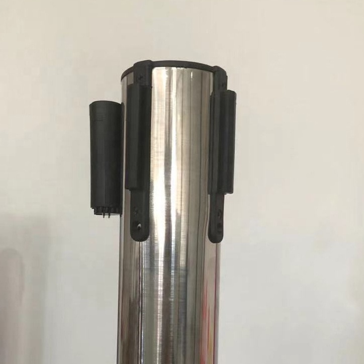 Polished Stainless Steel crowd control stanchion with 2m retractable belt Barrier for sale