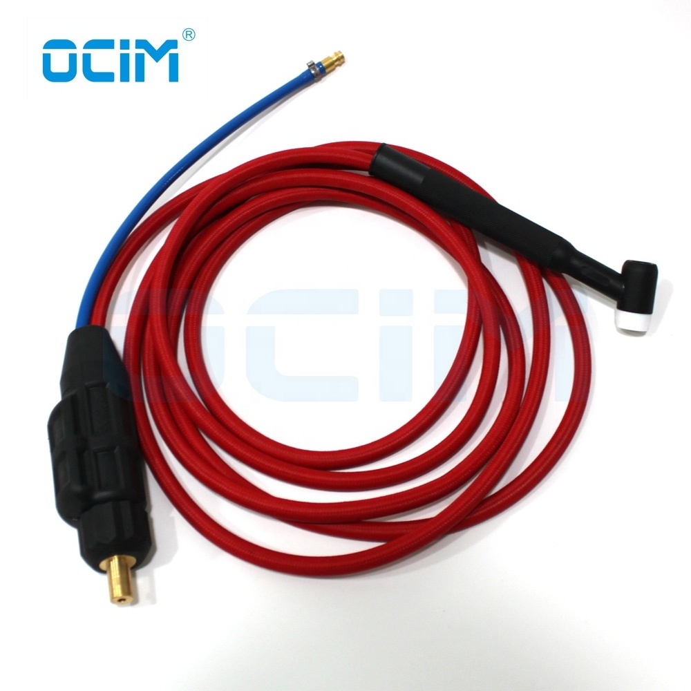 WP17F Tig Welding Gun Torch 4M Red soft Hose 10-25 Euro Connector