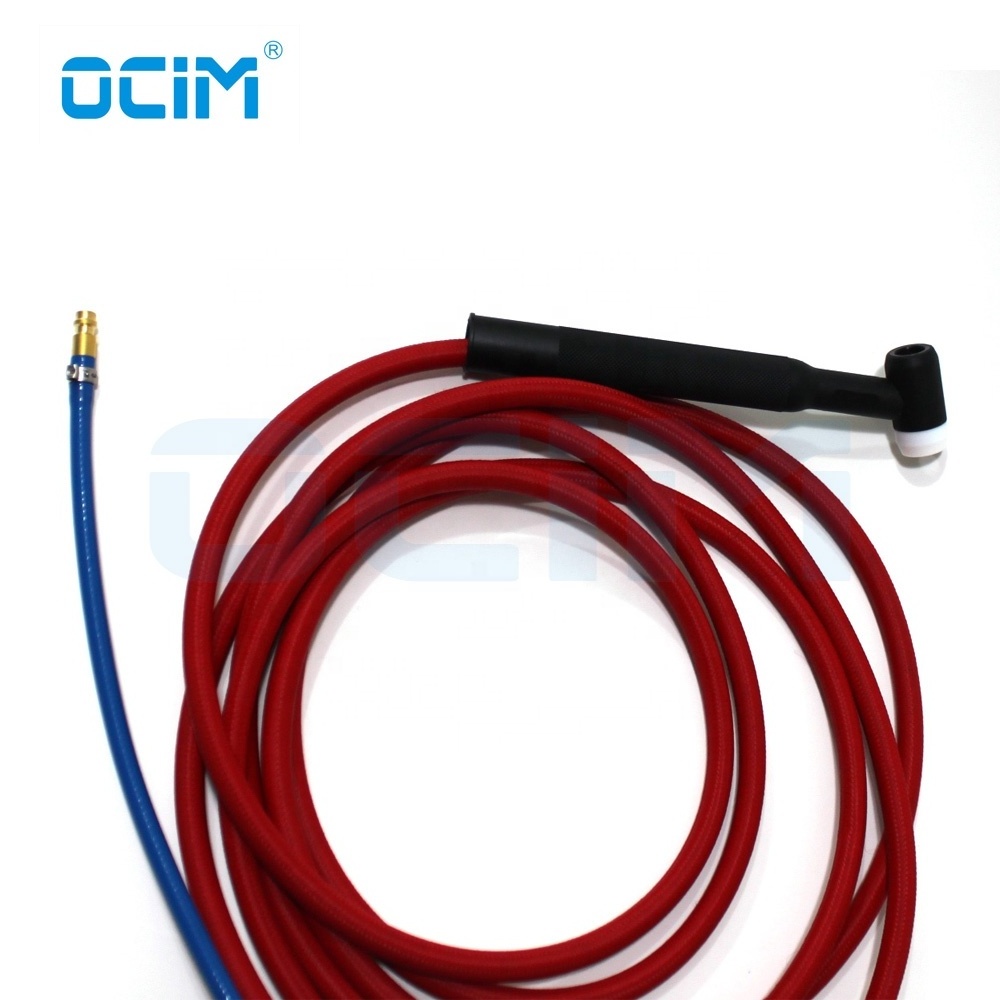 WP17F Tig Welding Gun Torch 4M Red soft Hose 10-25 Euro Connector