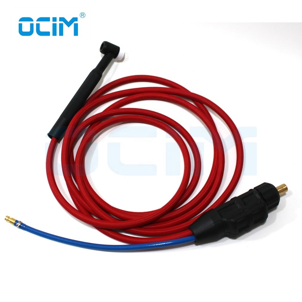 WP17F Tig Welding Gun Torch 4M Red soft Hose 10-25 Euro Connector