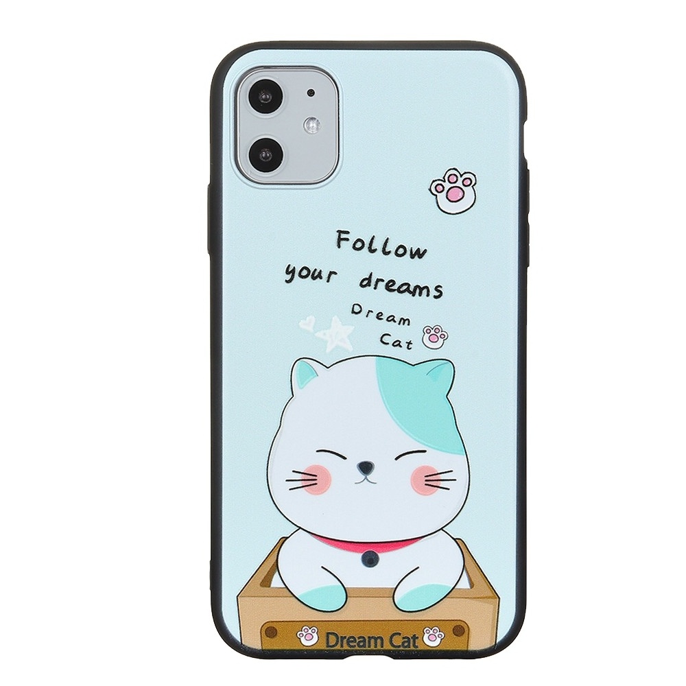 Cute Cartoon Pattern Phone Case for iPhone 11, Following Its Dream Cat Phone Cover