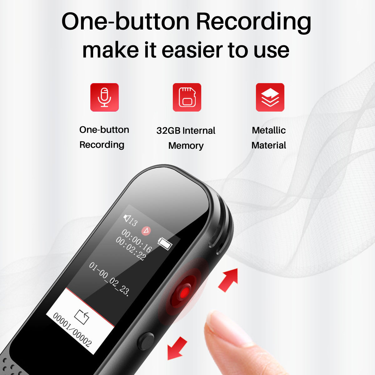 Digital Voice Recorder Noise-cancelling Ultra-long Battery Life HD Speakers Dual-microphone Multi-function Recorder