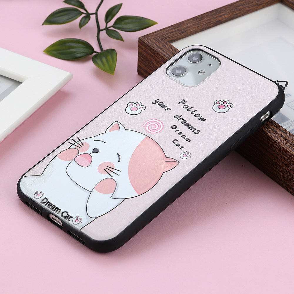 Cute Cartoon Pattern Phone Case for iPhone 11, Following Its Dream Cat Phone Cover