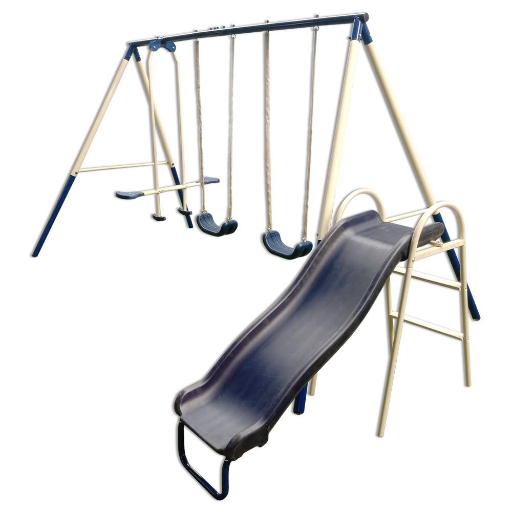 Heavy -Duty Outdoor 5 Station kids swing set with slide